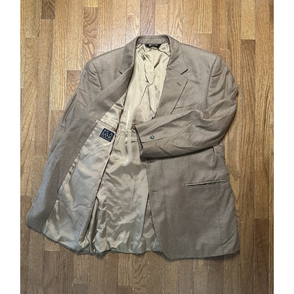 Jos. A. Bank Blazer Men's 44R 100% Silk Woven Sport Coat Jacket Brown
